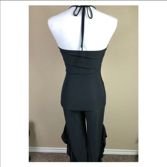Uptown Ruffled Halter Jumpsuit. Small & Medium - Picture 5 of 7